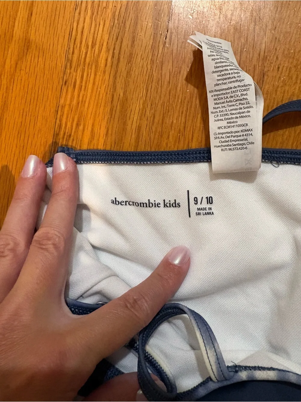 abercrombie kids Navy and White Tie-Dye One-Piece Swimsuit